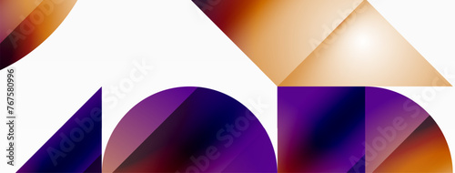 Serene gradient template. Circles and triangles mingle in minimalist perfection. Gentle fusion of forms and hues creates balanced yet captivating backdrop, embodying modern sophistication