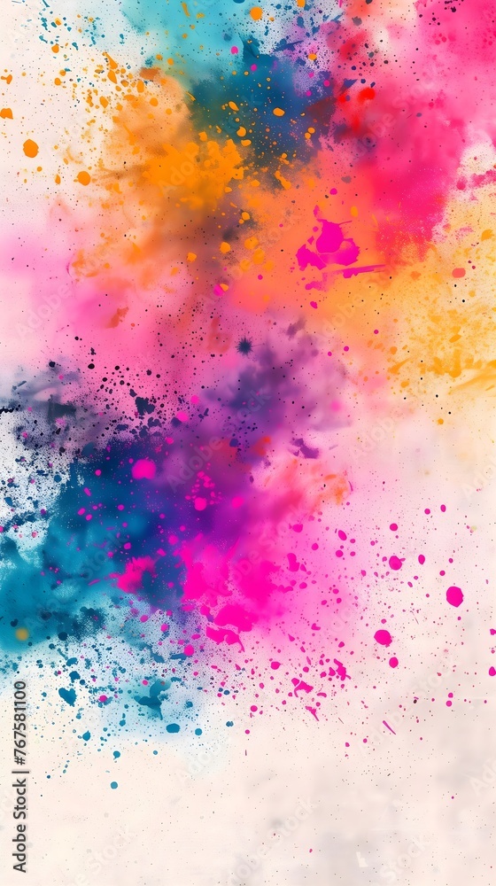 Obraz premium Holi festival celebration invitation template, colors, chalk, splash, background