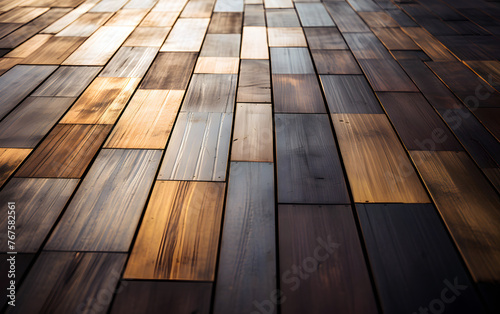 wooden parquet on the floor of the house. abstract background geometric texture © photosaint