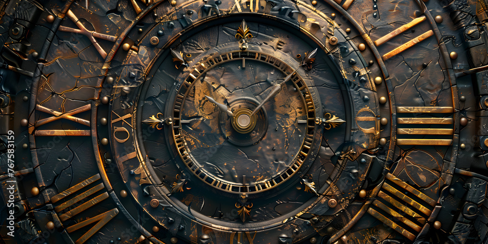 Old clock background for interior mechanism of the watch with mechanical style background, Roman numeral clock displaying the time in Roman numerals clock background 