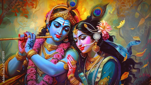 Lord Krishna and radha creative concept photo