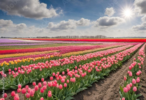 Spring Radiance  Tulip Fields in Full Bloom