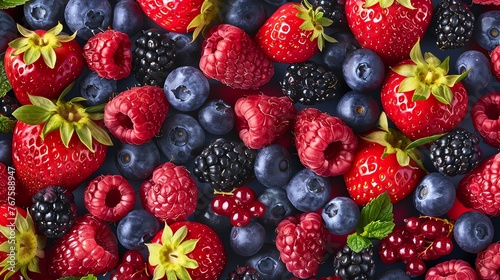 Mixed fresh berries background