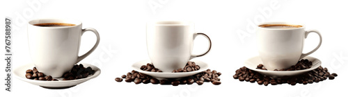 set of coffee cups isolated on transparent background