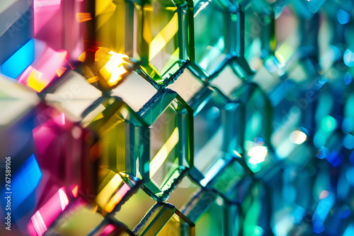 abstract background of colored glass lattice. tinting. selective focus