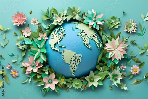 A creative banner design for World Environment Day with a 3D paper art Earth at its center