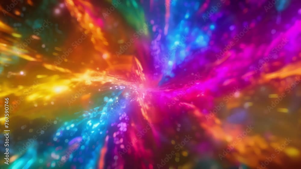 Explosive bursts of neon energy radiating outwards and leaving a trail of swirling colorful particles in their wake. Explosive bursts of neon energy radiating outwards and leaving a trail of swirling colorful particles in their wake.