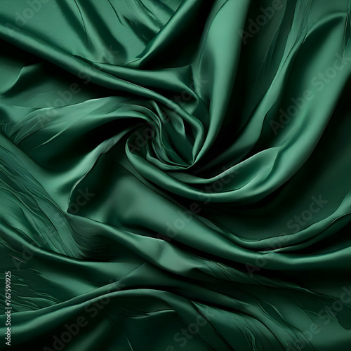 Beautiful emerald green soft silk fabric.