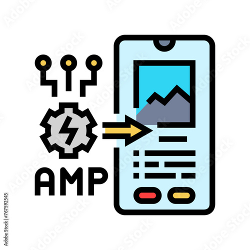 amp accelerated mobile pages seo color icon vector. amp accelerated mobile pages seo sign. isolated symbol illustration