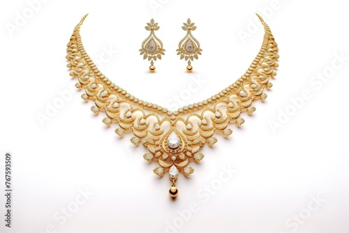 Gold necklace decorated with brown gemstones