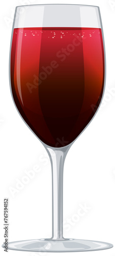 Vector illustration of a full red wine glass