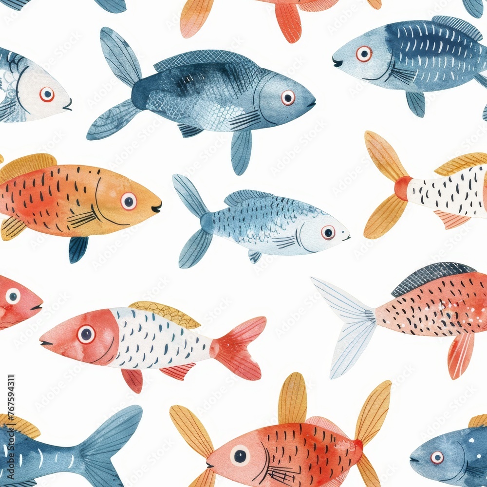 background with sea fish. Pattern illustration fish
