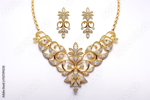 Wedding gold necklace with earrings 