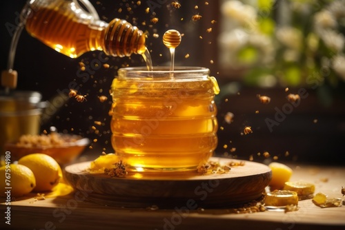 Honey from bee hives is good for health photo