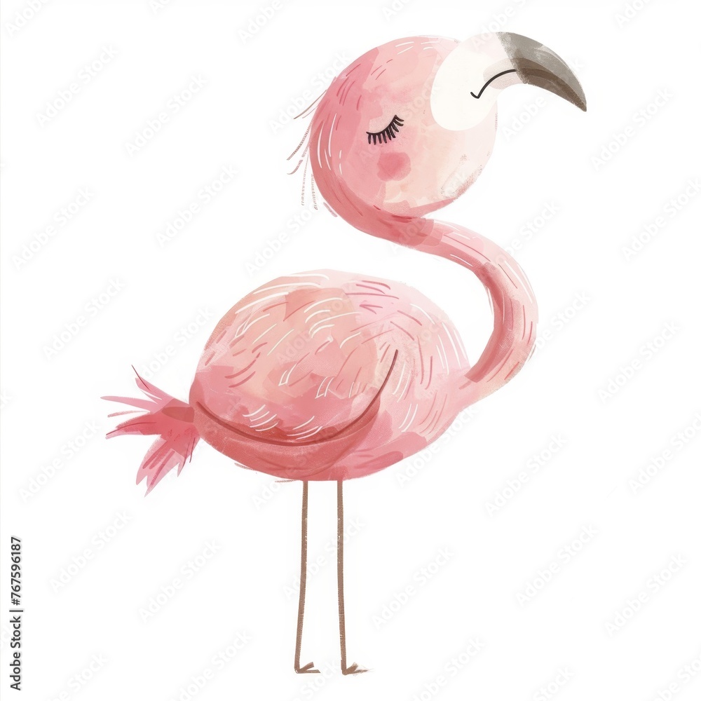 Naklejka premium Pink flamingo art illustration