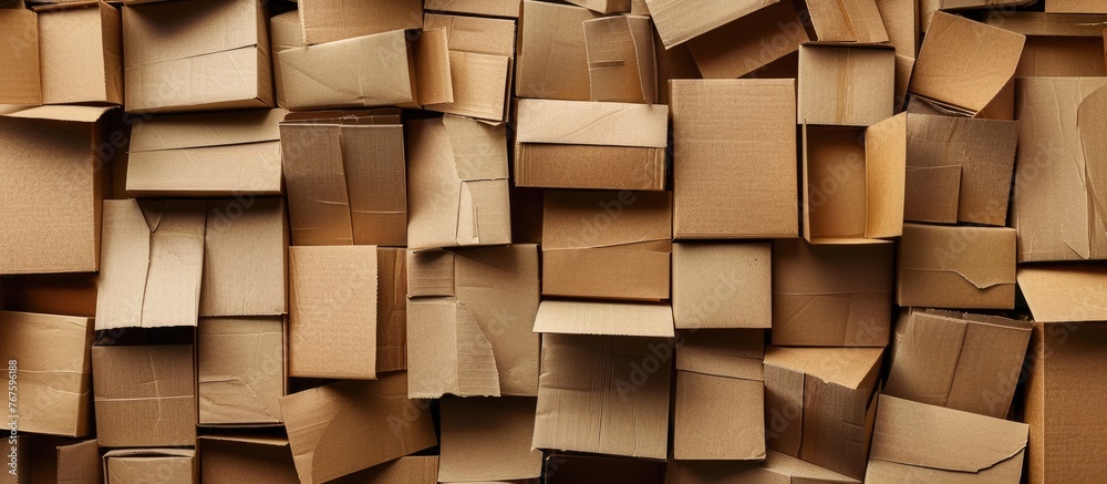 Many brown cardboard boxes with space for text. Many brown cardboard boxes with space for text.
