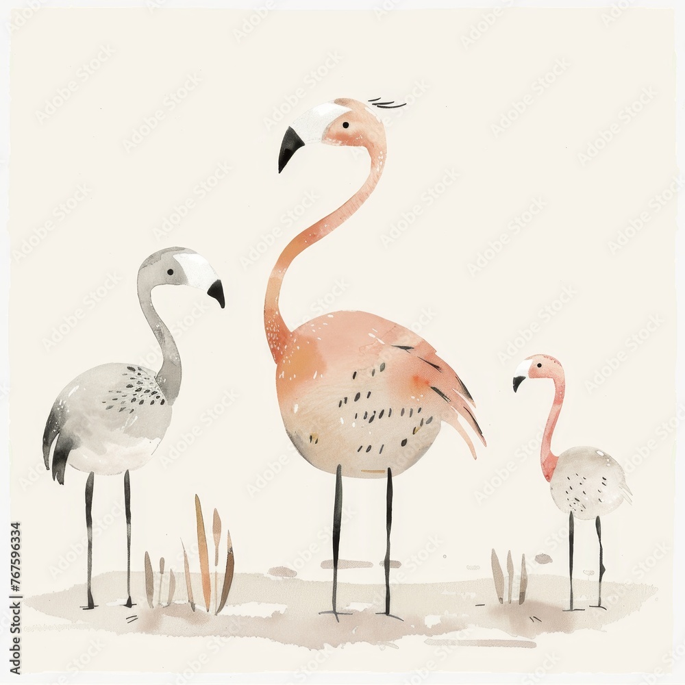 Obraz premium Pink flamingo art illustration