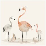 Pink flamingo art illustration