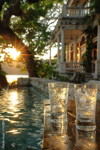 Gin and Tonic in a colonial-style veranda photo