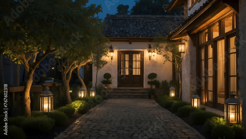 Under The Starry Night Sky  This Traditional Home Exudes Timeless Elegance And A Welcoming Embrace  Inviting Guests To Linger And Enjoy The Beauty Of A Tranquil Night 