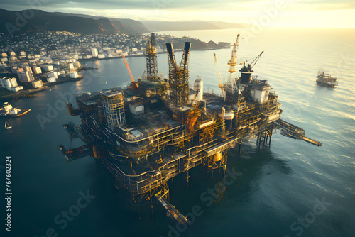 offshore platform for oil production. oil industry photo