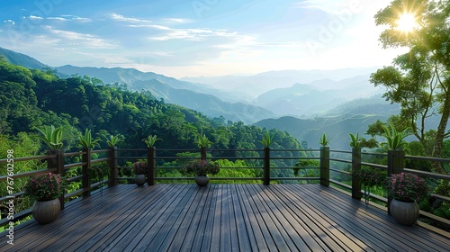 Beautiful natural scenery on the balcony of villa on the top of the mountain landscape