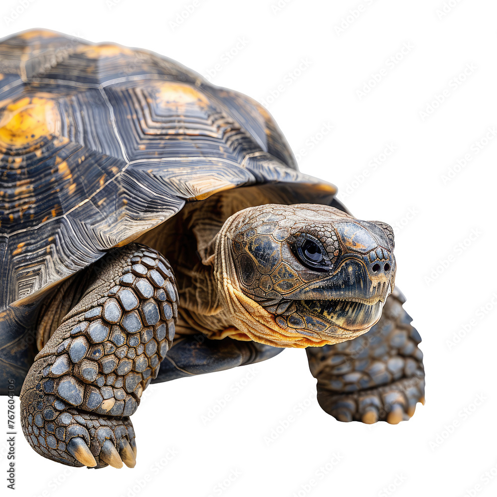 giant tortoise looking isolated on white