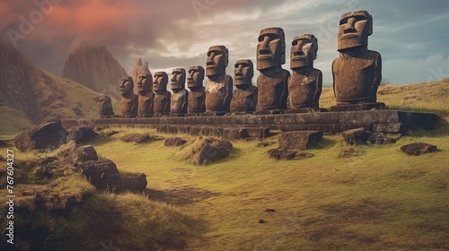 Imagine easter island chile mysterious moai statues remote volcanic island