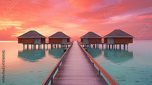 Imagine maldives overwater bungalows crystal clear waters vibrant coral reefs