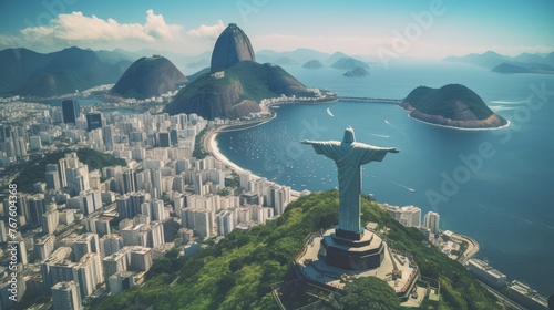 Rio de janeiro brazil christ the redeemer statue sugarloaf mountain copacabana beach
