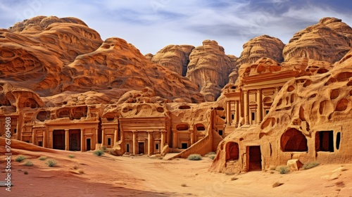 The petra jordan ancient city rock cut architecture desert canyons photo