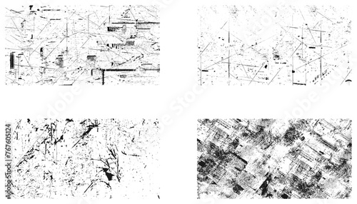 vector paint grunge texture set. Abstract grunge distressed wall texture overlay background set.
