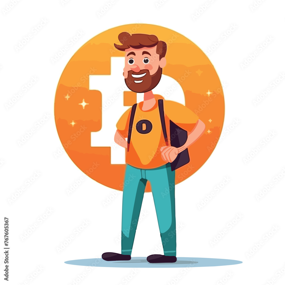 Cryptocurrency business bitcoin cartoon vector illu