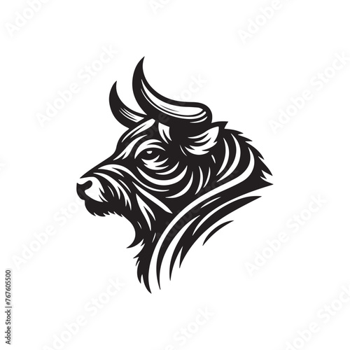 Fototapeta Naklejka Na Ścianę i Meble -  Bull - Animal, Head, Horned, Vector, Cattle
