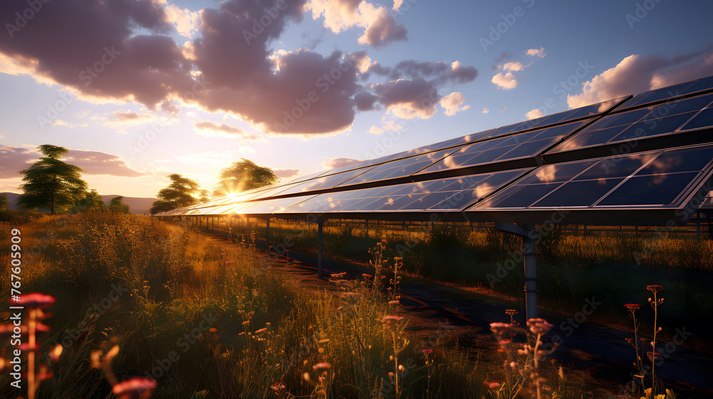 solar energy panels in a field at sunset. renewable energy concept. ecology. energy industry solar energy panels in a field at sunset. renewable energy concept. ecology. energy industry