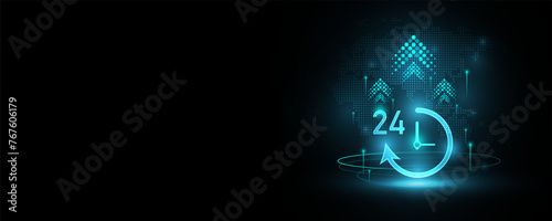 Technology background image of work concept racing against time Banner design, advertising media photo