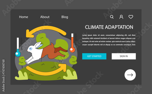 Climate change adaptation web banner or landing page dark
