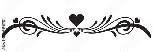 Curly design element. Abstract line art decoration with black thin line. PNG with white background.  Luxury, elegant flourish line art design. 