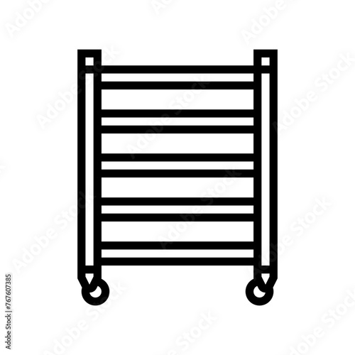 shelving restaurant equipment line icon vector. shelving restaurant equipment sign. isolated contour symbol black illustration