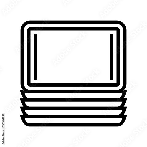 serving trays restaurant equipment line icon vector. serving trays restaurant equipment sign. isolated contour symbol black illustration