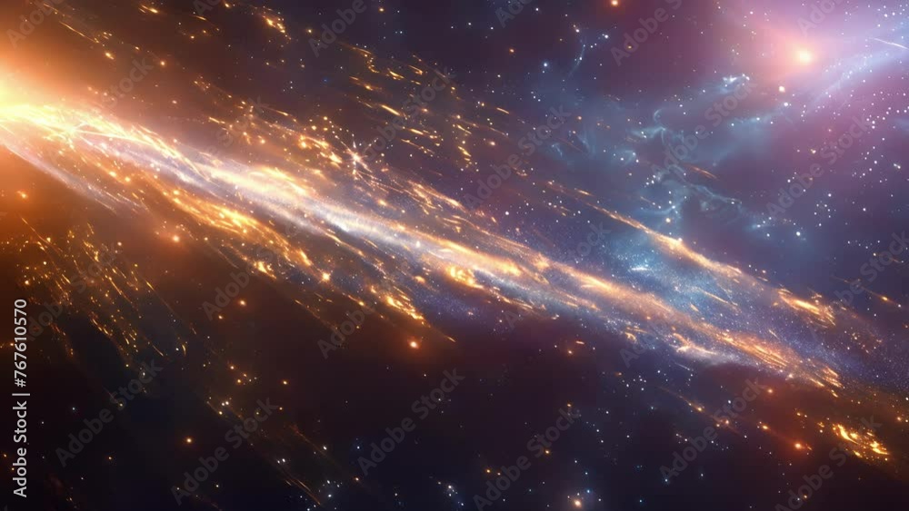 As it travels through the cosmos it leaves behind a trail of shimmering stardust. As it travels through the cosmos it leaves behind a trail of shimmering stardust.