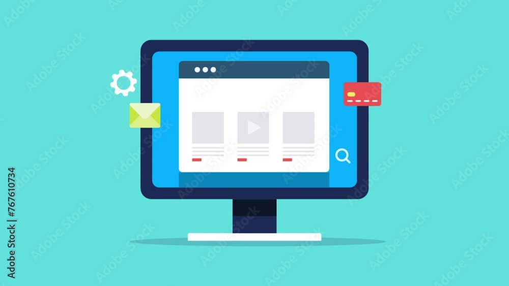 Selling online courses, training certificate on internet, digital learning e-business display multiple courses on website page, education business conceptual video animation.