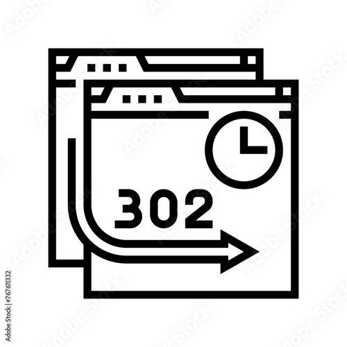 302 redirect seo line icon vector. 302 redirect seo sign. isolated contour symbol black illustration