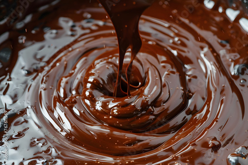 Rich Thick Chocolate Pouring with Pieces Isolated  Top View Mockup