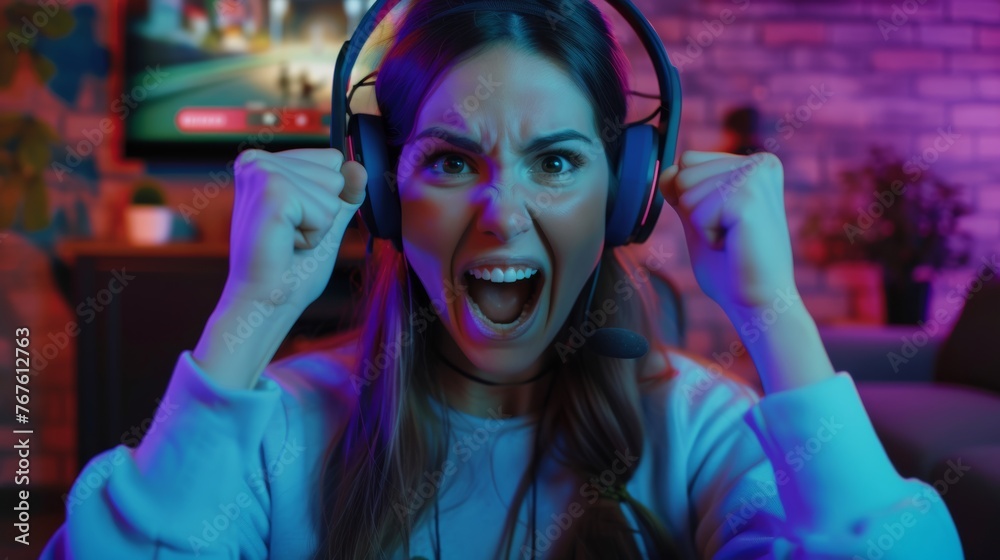 excited young woman play games by mobile phone make winner gesture. female winning mobile gambling. Wow face expression. Esport streaming game online, surprise, gamer, online, earning, new generation. excited young woman play games by mobile phone make winner gesture. female winning mobile gambling. Wow face expression. Esport streaming game online, surprise, gamer, online, earning, new generation.