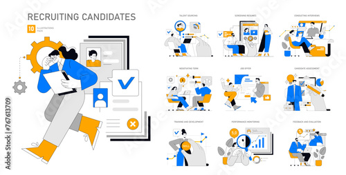 Recruiting Candidates set. Vector illustration.
