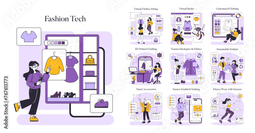 Fashion Tech set. Vector illustration.