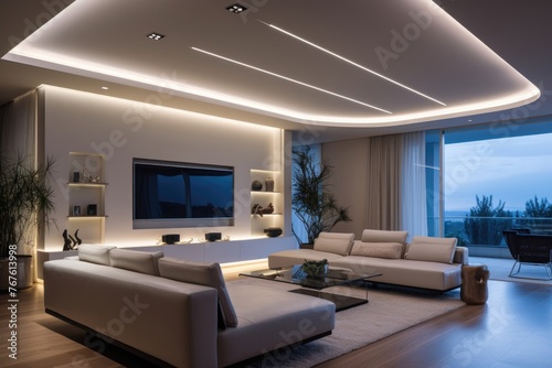 Modern Living Room with Ambient Lighting