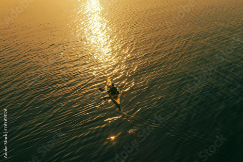 A Lone Kayaker's Twilight Paddle