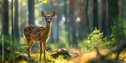 Gentle Wanderer A Deer Exploring the Lush Forest Sanctuary